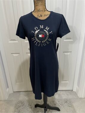 Tommy Hilfiger Navy Logo Mini Dress with Crest